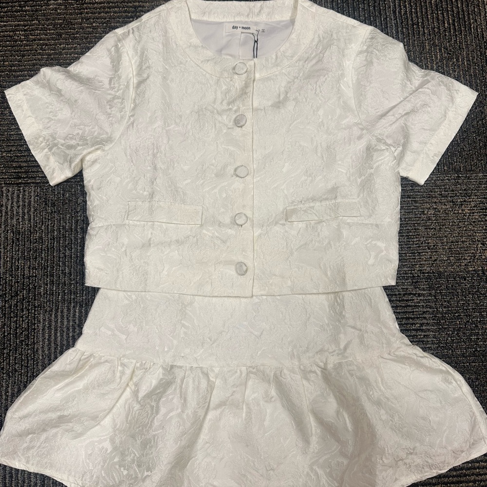 fancyd boutique white top and skirt set